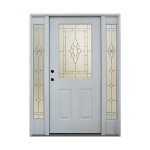 1008- Half Lite 2 Panel Smooth Fiberglass Door & Sidelites