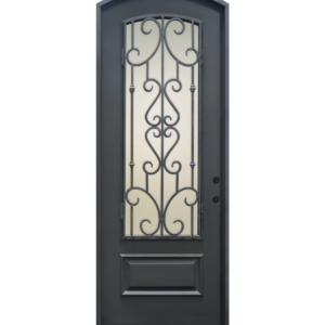 1011- 3/4 Lite Arch Top Single Door with Wrought Iron