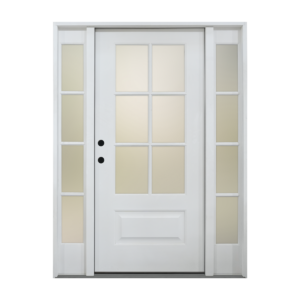 1007 -6 Lite Smooth Fiberglass Door with SDL Sidelites