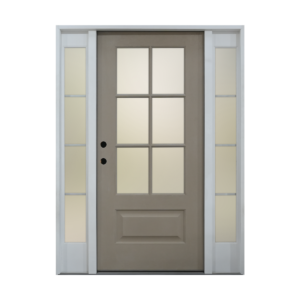 1009- 6 Lite Textured Fiberglass Door with GBG Sidelites