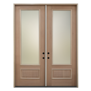 1028- 3/4 Lite Mahogany Double Door with Square Top 1028- 3/4 Lite Mahogany Double Door with Square Top