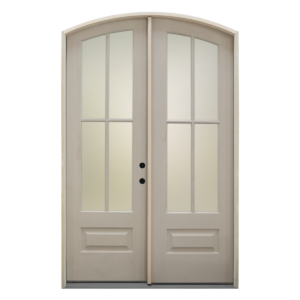 1015 &ndash; 3/4 Lite 4-Panel Arch Top Double Door &ndash; Clear Glass