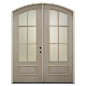 1019 -3/4 Lite 6-Panel Arch Top Double Door &ndash; Ice Crystal Glass