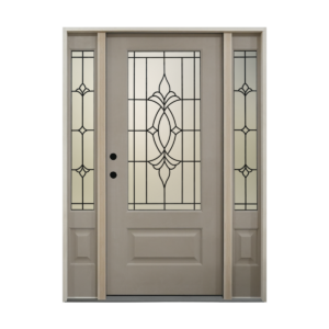 1004- 3/4 Lite Textured Fiberglass Door with Leaded Sidelites