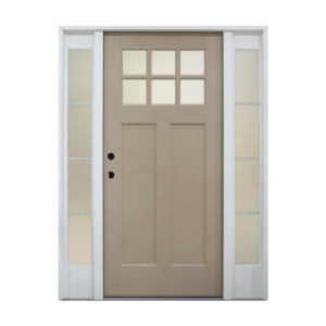 1006- 6 Lite Craftsman Textured Fiberglass Door with GBG Sidelites